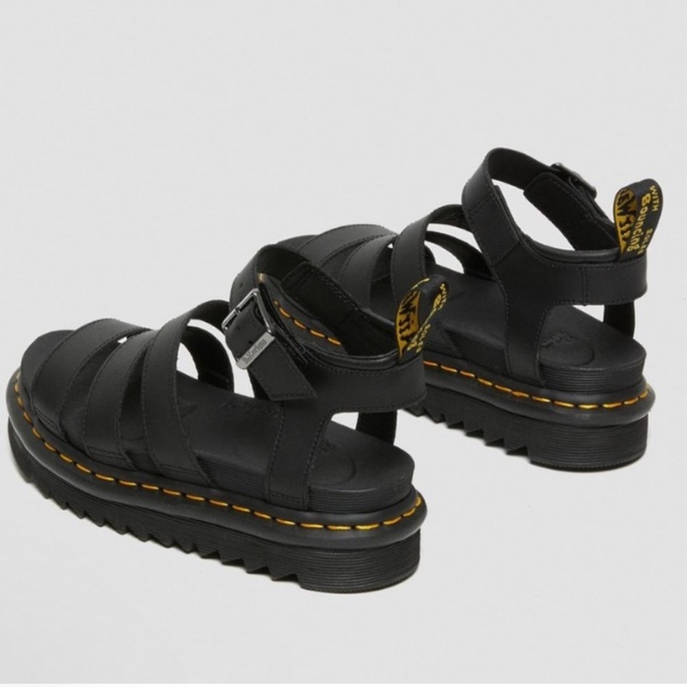 Dr. Doc Martens Blaire 3 Strap Pisa Leather Platform Flatform Sandals | Size 11 - Picture 2 of 16